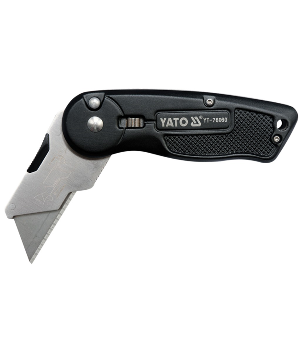 Cutter pliabil cu lama trapezoidala cu 7 pozitii 61x33x0.5mm YATO YT-76060 Cutter pliabil cu lama trapezoidala cu 7 pozitii 61x33x0.5mm YATO YT-76060