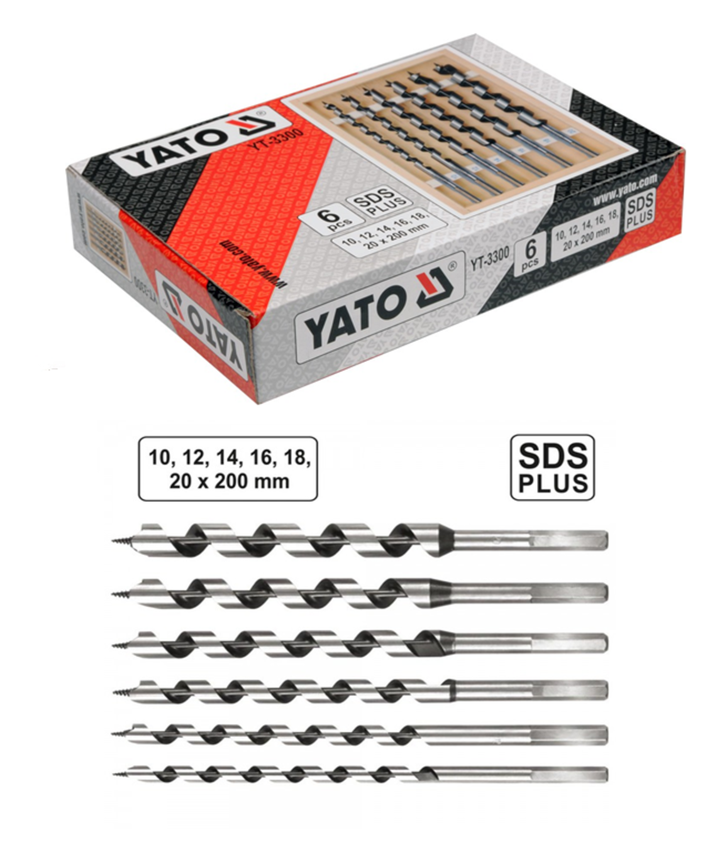 Trusa burghie elicoidale pentru lemn cu prindere SDS-Plus 10mm - 20mm YATO YT-3300