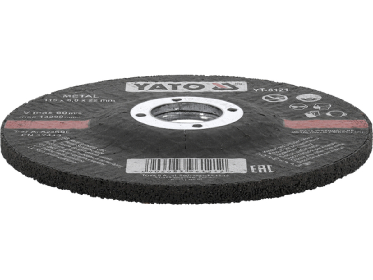 Disc pentru slefuit depresat 115x22x6mm YATO YT-6121 Disc pentru slefuit depresat 115x22x6mm YATO YT-6121