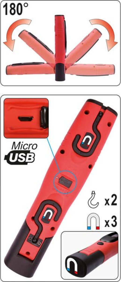 Lampa LED SMD 3.5 + 3W - 2200 mAh - 280 Lm USB YATO YT-08508 Lampa LED SMD 3.5 + 3W - 2200 mAh - 280 Lm USB YATO YT-08508