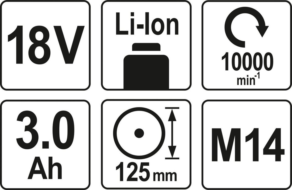 Polizor unghiular 125mm cu acumulator 18V - 2x3Ah Li-Ion Yato YT-82828 Polizor unghiular 125mm cu acumulator 18V - 2x3Ah Li-Ion Yato YT-82828