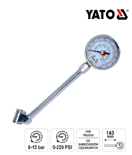 Manometru cu tija pentru presiune aer 0 - 15 Bar Yato YT-24301 Manometru cu tija pentru presiune aer 0 - 15 Bar Yato YT-24301