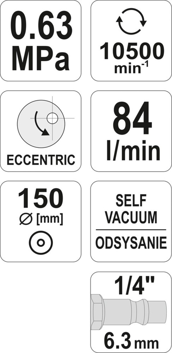 Masina de slefuit pneumatica 150 mm Yato YT-09740 Masina de slefuit pneumatica 150 mm Yato YT-09740