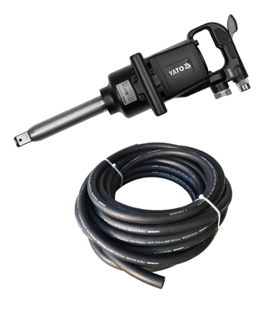 Pistol pneumatic 1" - 2.600Nm YATO YT-0960 + furtun de aer 20 bar - 15 metri  Pistol pneumatic 1" - 2.600Nm YATO YT-0960 + furtun de aer 20 bar - 15 metri